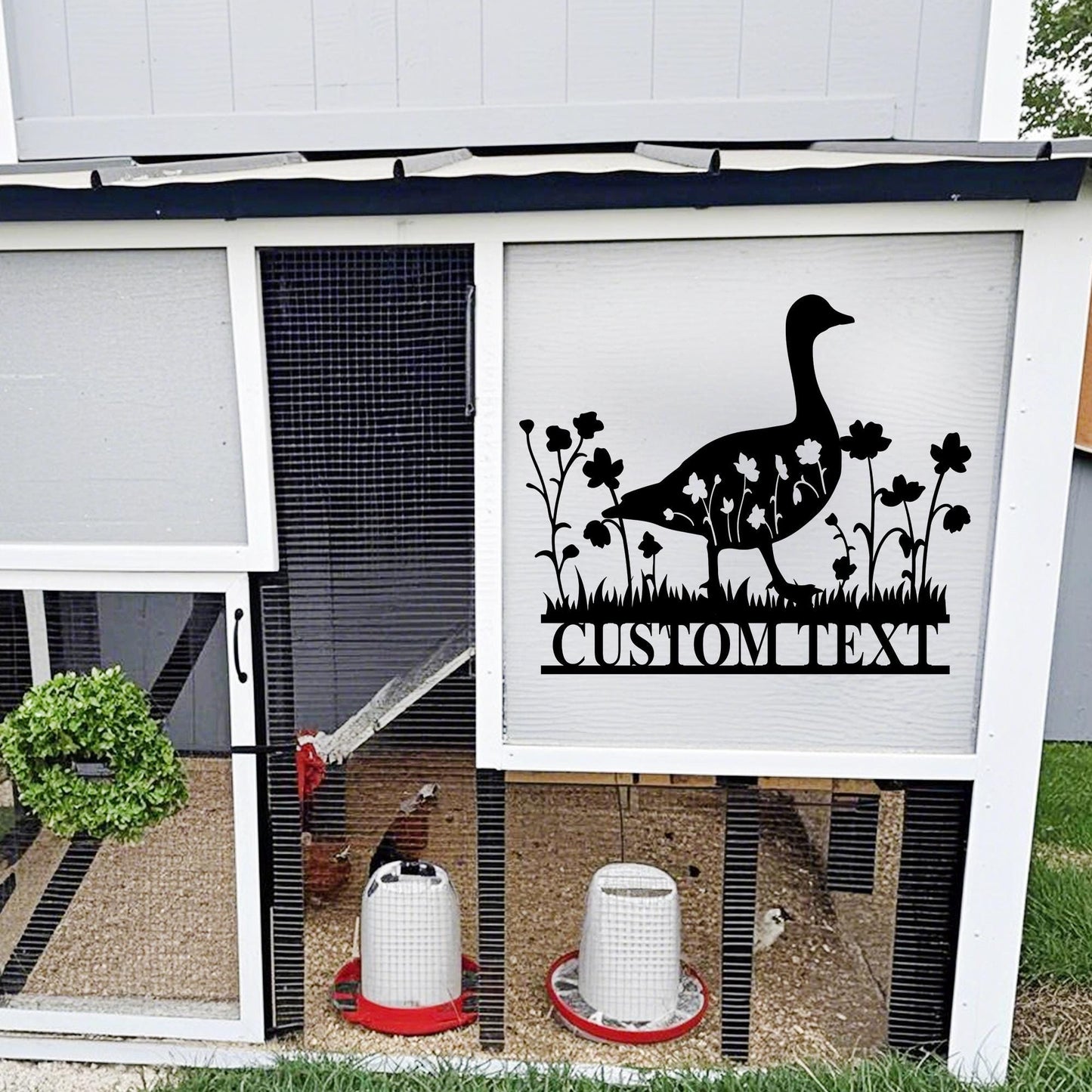 Personalized Goose Farmhouse Sign,Custom Goose Name Sign,Goose Metal Wall Art,Farm Decor,Goose Floral Barn Sign,Goose Coop Decor,Goose Gift