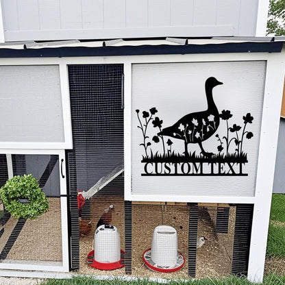 Personalized Goose Farmhouse Sign,Custom Goose Name Sign,Goose Metal Wall Art,Farm Decor,Goose Floral Barn Sign,Goose Coop Decor,Goose Gift