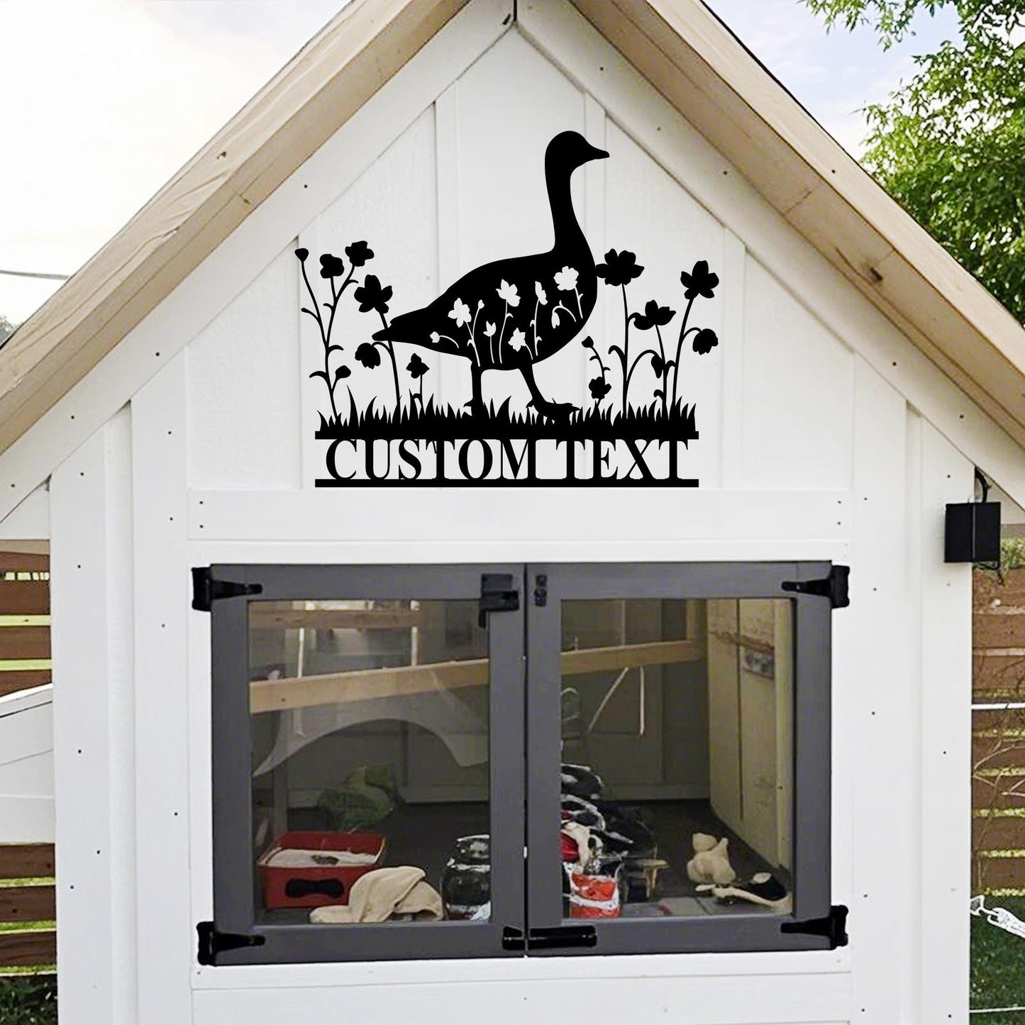 Personalized Goose Farmhouse Sign,Custom Goose Name Sign,Goose Metal Wall Art,Farm Decor,Goose Floral Barn Sign,Goose Coop Decor,Goose Gift