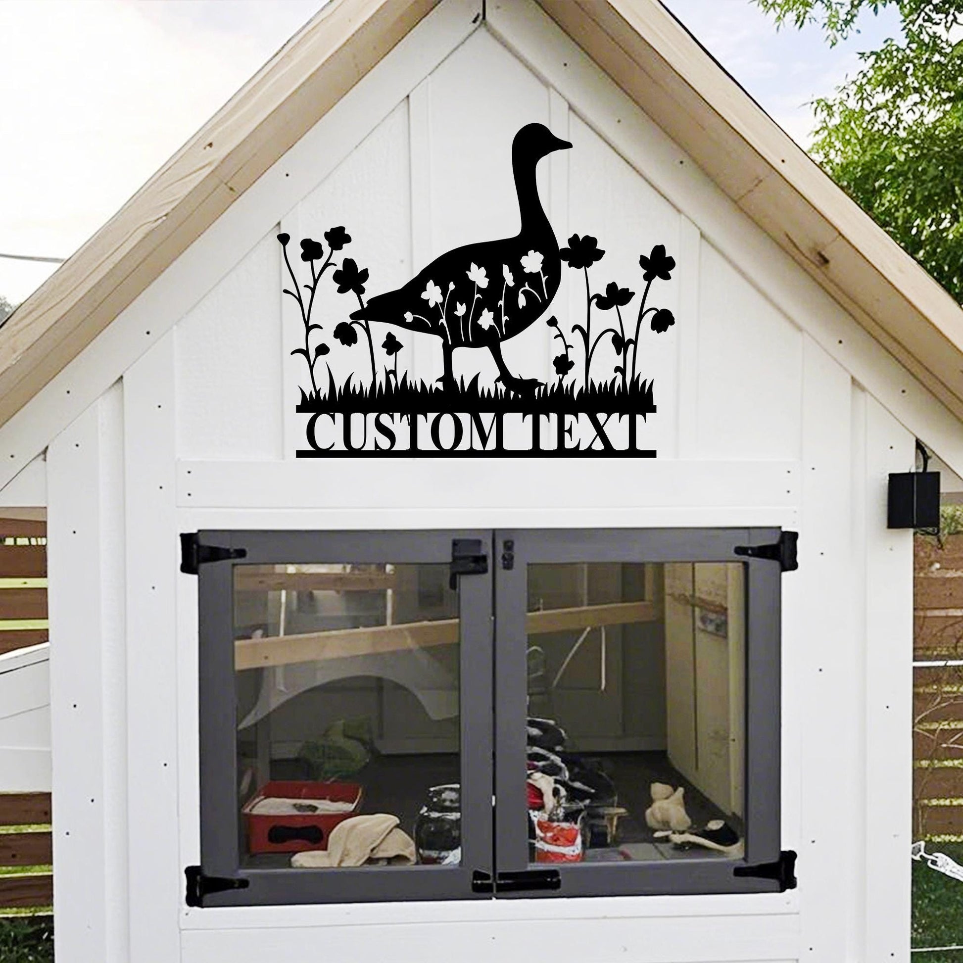 Personalized Goose Farmhouse Sign,Custom Goose Name Sign,Goose Metal Wall Art,Farm Decor,Goose Floral Barn Sign,Goose Coop Decor,Goose Gift