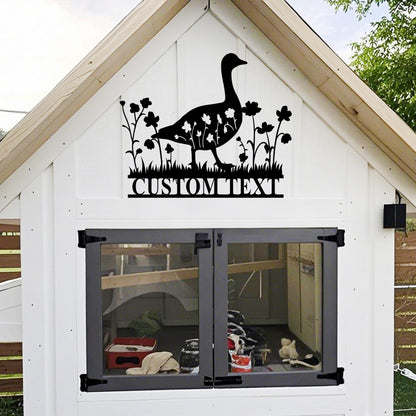 Personalized Goose Farmhouse Sign,Custom Goose Name Sign,Goose Metal Wall Art,Farm Decor,Goose Floral Barn Sign,Goose Coop Decor,Goose Gift