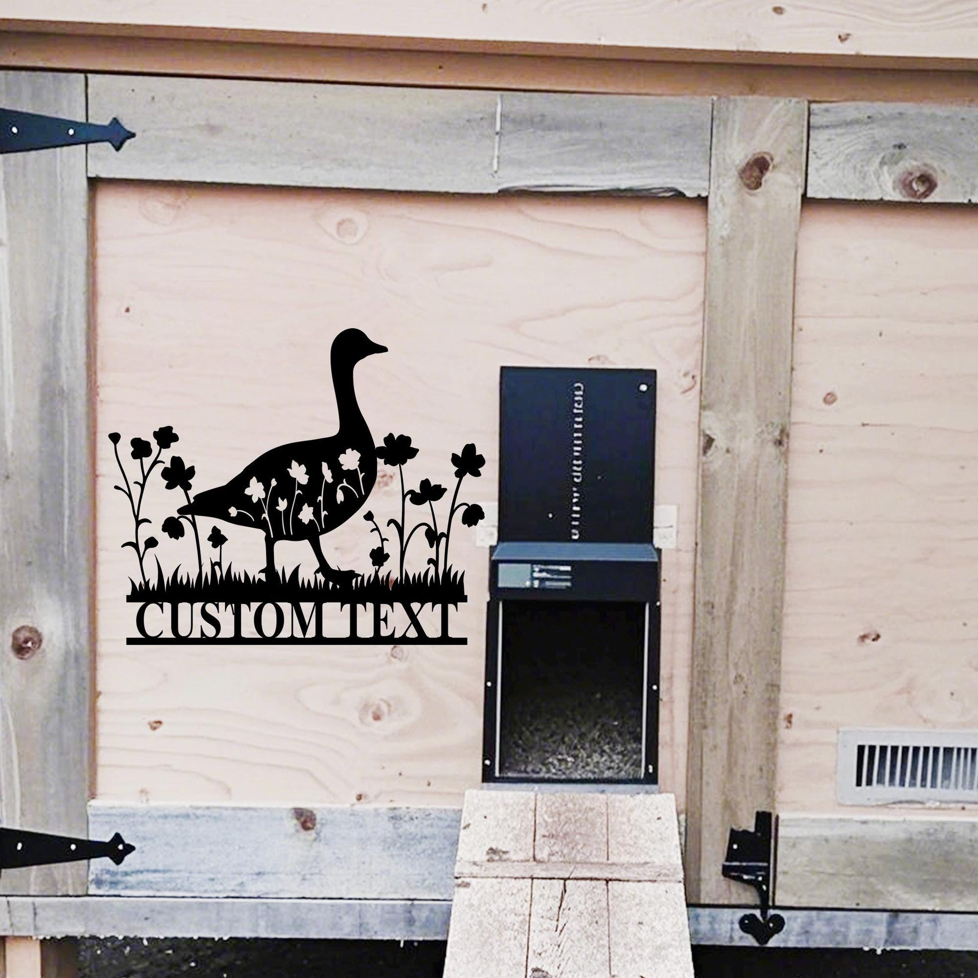 Personalized Goose Farmhouse Sign,Custom Goose Name Sign,Goose Metal Wall Art,Farm Decor,Goose Floral Barn Sign,Goose Coop Decor,Goose Gift