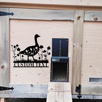 Personalized Goose Farmhouse Sign,Custom Goose Name Sign,Goose Metal Wall Art,Farm Decor,Goose Floral Barn Sign,Goose Coop Decor,Goose Gift
