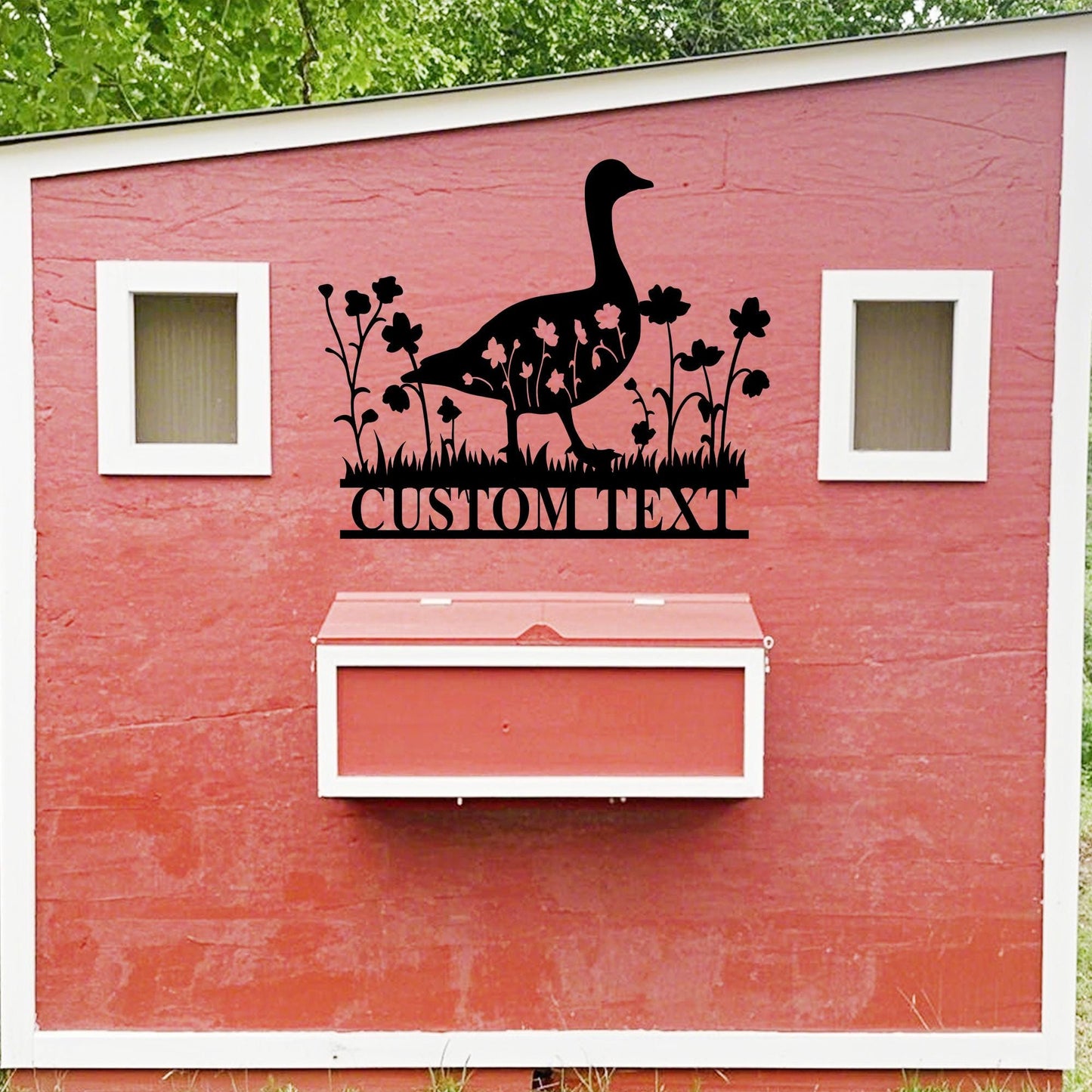 Personalized Goose Farmhouse Sign,Custom Goose Name Sign,Goose Metal Wall Art,Farm Decor,Goose Floral Barn Sign,Goose Coop Decor,Goose Gift