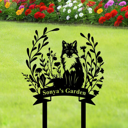 Personalized Fox Metal Sign,Custom Fox Yard Decor,Fox Address Sign,Fox Gardener Name Sign,Fox Cabin Den Decor,Fox Metal Art,Fox Lover Sign
