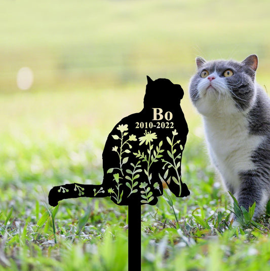 Custom British Shorthair Cat Memorial Plaque,Personalized Cat Metal Name Sign,Cat Grave Decor,Cat Yard Marker,Cat Cemetery Stake,Cat Loss
