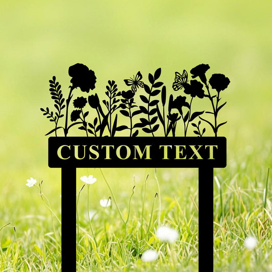 Custom Butterfly Garden Sign,Personalized Gardener Name Sign,Flowers Metal Garden StakesMetal Garden Art,Yard Sign,Garden Decor
