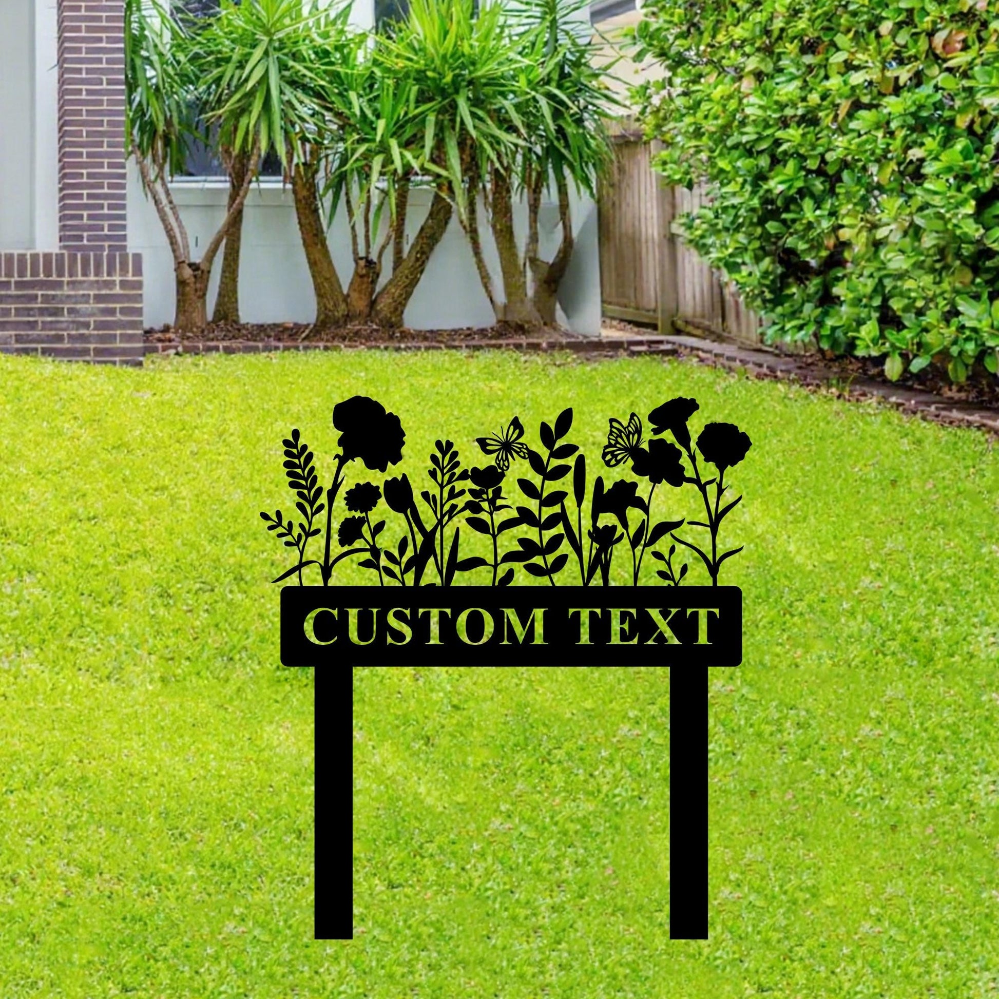 Custom Butterfly Garden Sign,Personalized Gardener Name Sign,Flowers Metal Garden StakesMetal Garden Art,Yard Sign,Garden Decor