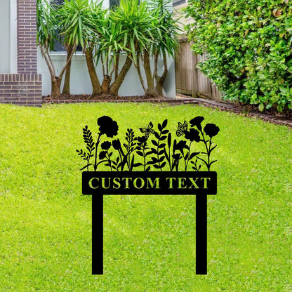 Custom Butterfly Garden Sign,Personalized Gardener Name Sign,Flowers Metal Garden StakesMetal Garden Art,Yard Sign,Garden Decor