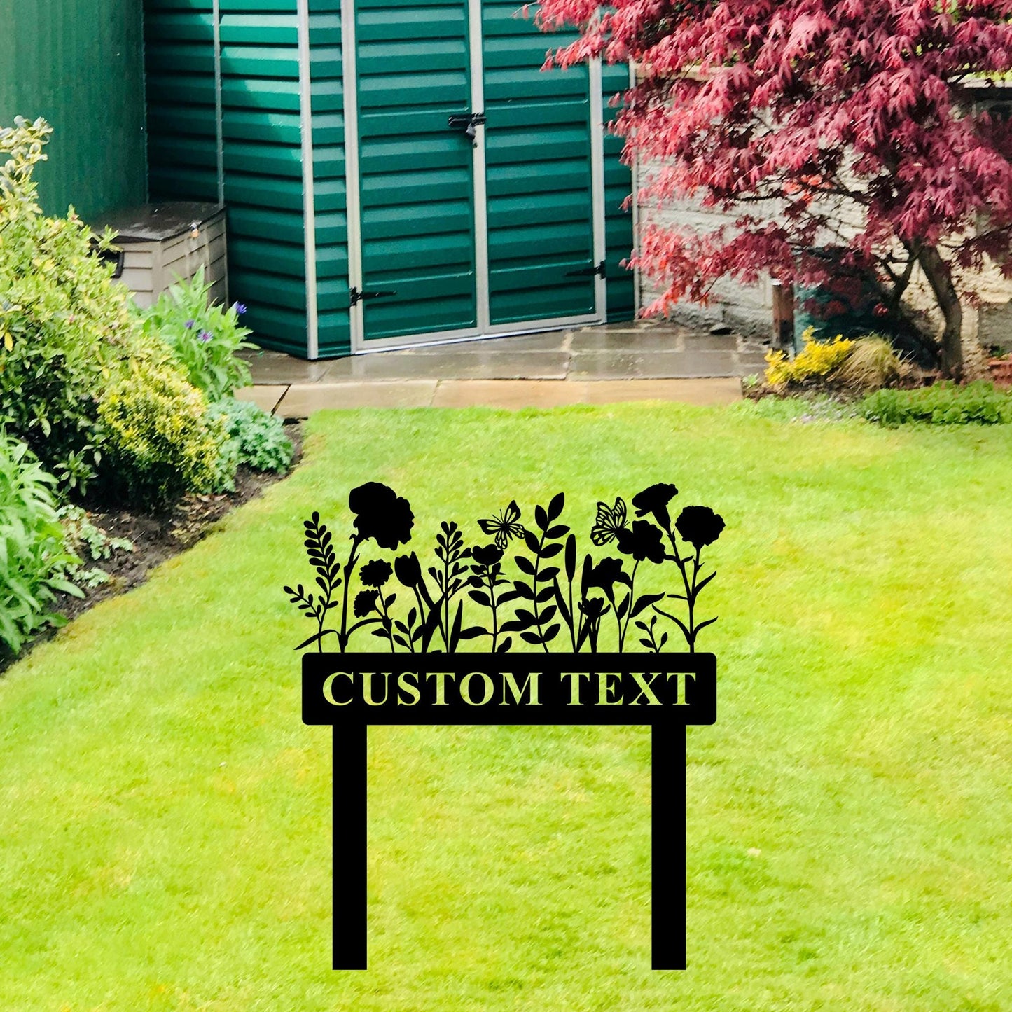 Custom Butterfly Garden Sign,Personalized Gardener Name Sign,Flowers Metal Garden StakesMetal Garden Art,Yard Sign,Garden Decor