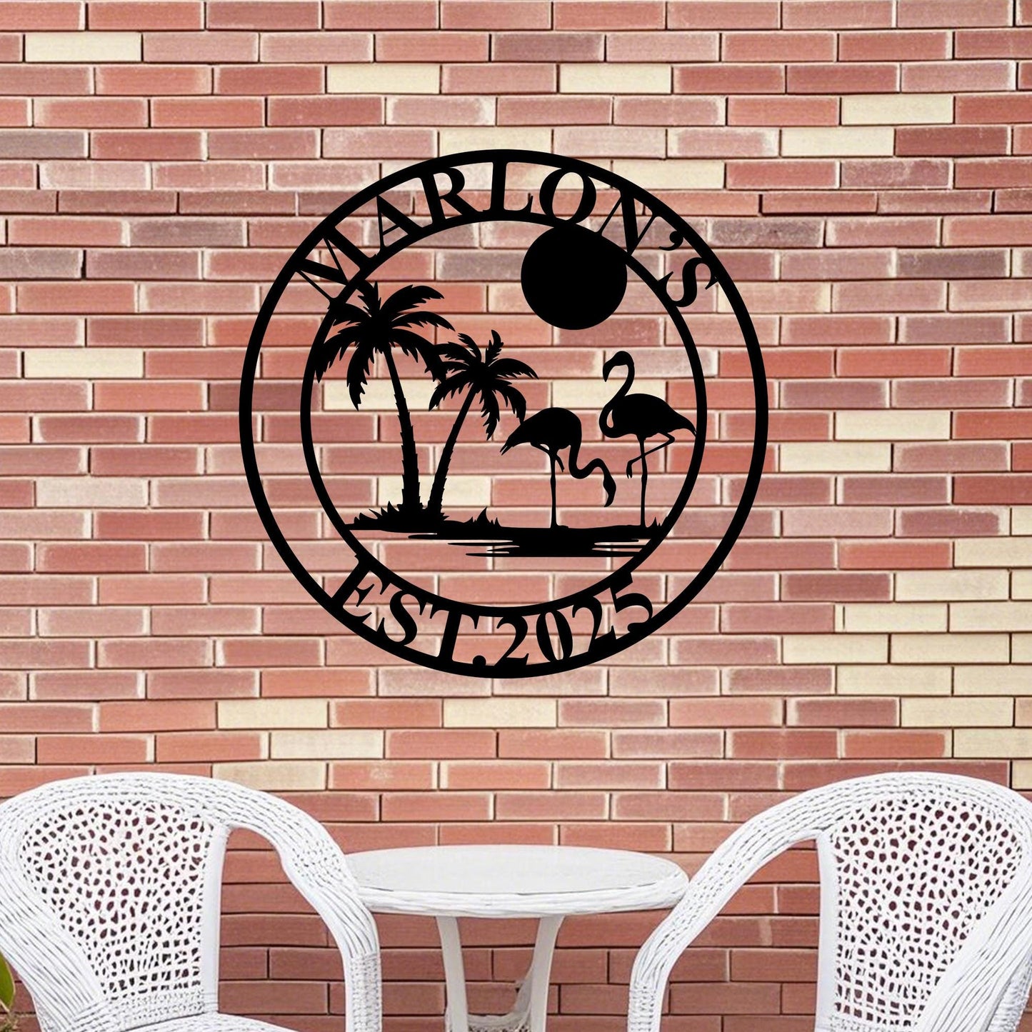 Personalized Palm Tree Metal Sign,Flamingo Metal Sign,Custom Beachy Decor,Beach House Sign,Palm Tree Sign,Family Name Sign,Lake House Sign