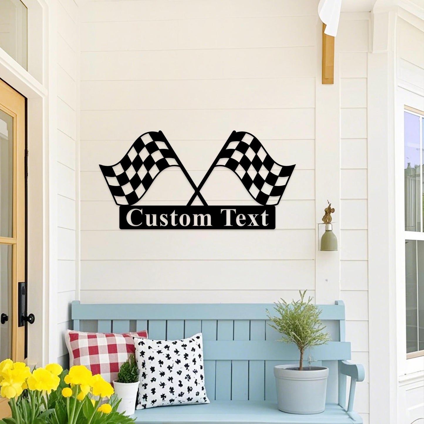 Custom Checkered Flag Racing Sign,Start Finish Racing Flag Metal Sign,Race Checkered Flag Name Sign,Checkered Flag Monogram,Car Racer Gift