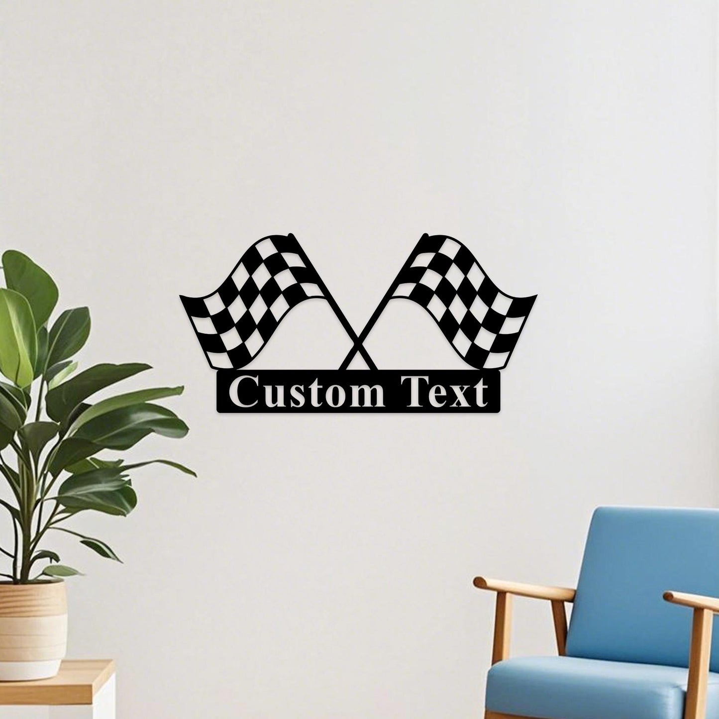 Custom Checkered Flag Racing Sign,Start Finish Racing Flag Metal Sign,Race Checkered Flag Name Sign,Checkered Flag Monogram,Car Racer Gift
