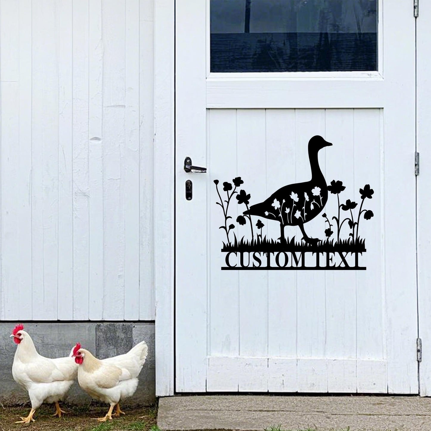 Personalized Goose Farmhouse Sign,Custom Goose Name Sign,Goose Metal Wall Art,Farm Decor,Goose Floral Barn Sign,Goose Coop Decor,Goose Gift