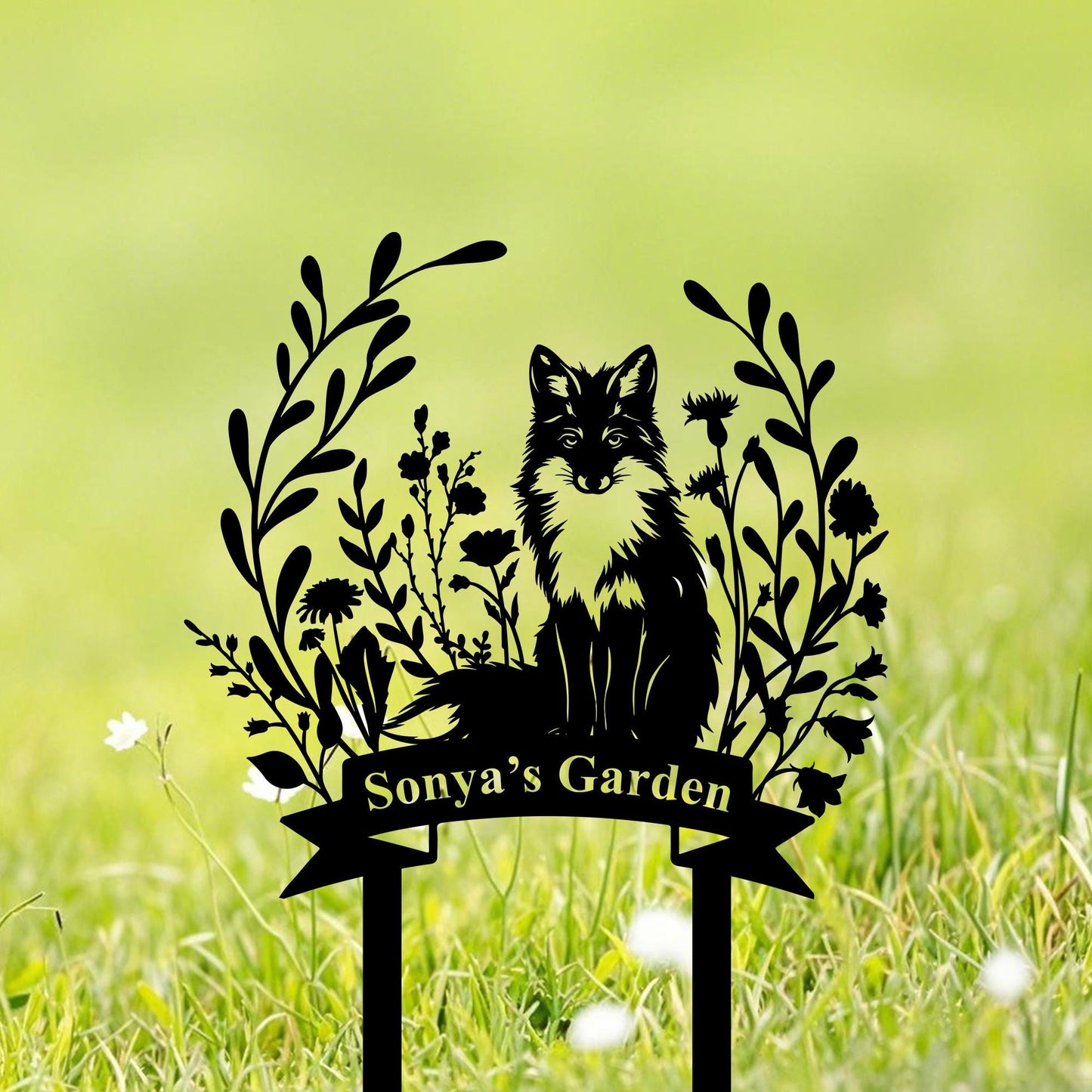 Personalized Fox Metal Sign,Custom Fox Yard Decor,Fox Address Sign,Fox Gardener Name Sign,Fox Cabin Den Decor,Fox Metal Art,Fox Lover Sign