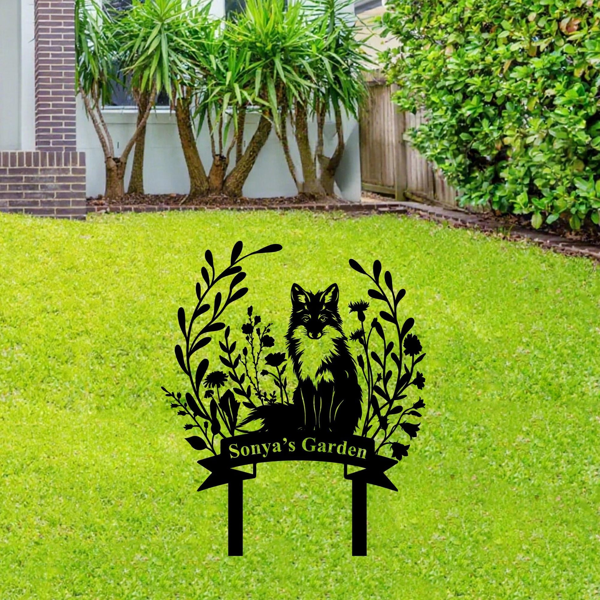 Personalized Fox Metal Sign,Custom Fox Yard Decor,Fox Address Sign,Fox Gardener Name Sign,Fox Cabin Den Decor,Fox Metal Art,Fox Lover Sign