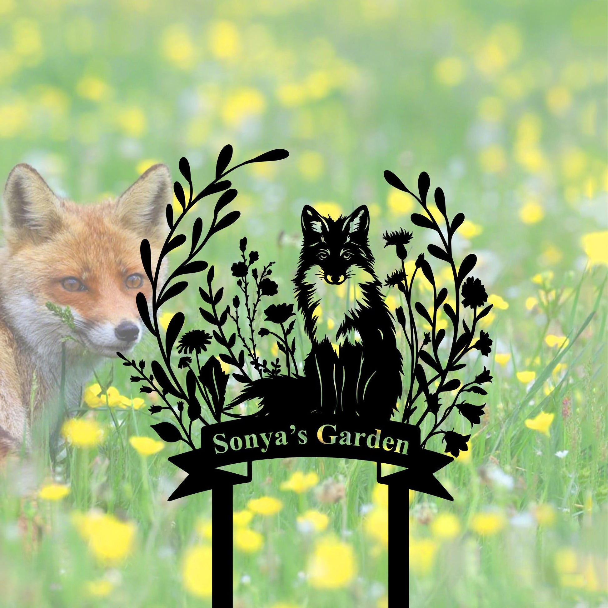 Personalized Fox Metal Sign,Custom Fox Yard Decor,Fox Address Sign,Fox Gardener Name Sign,Fox Cabin Den Decor,Fox Metal Art,Fox Lover Sign