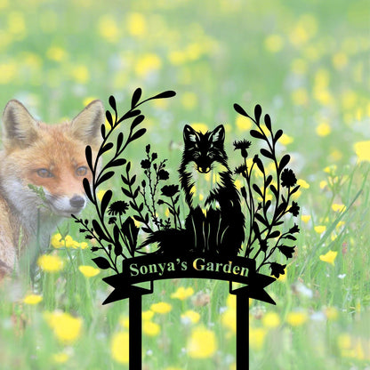 Personalized Fox Metal Sign,Custom Fox Yard Decor,Fox Address Sign,Fox Gardener Name Sign,Fox Cabin Den Decor,Fox Metal Art,Fox Lover Sign