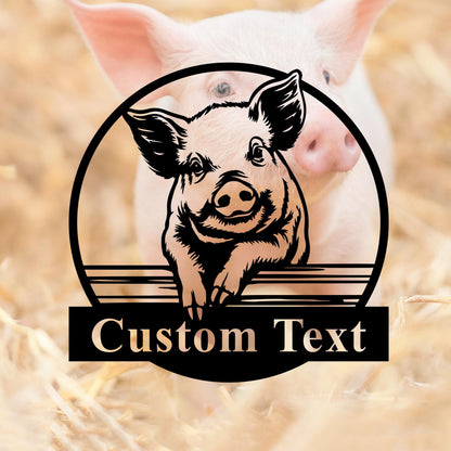 Custom Pig Metal Sign,Pig Wall Art,Pig Name Sign,Pig Farm Sign,Personalized Pig Farmhouse Decor,Pig Wall Decor,Farmer Name Sign,Farmer Gift