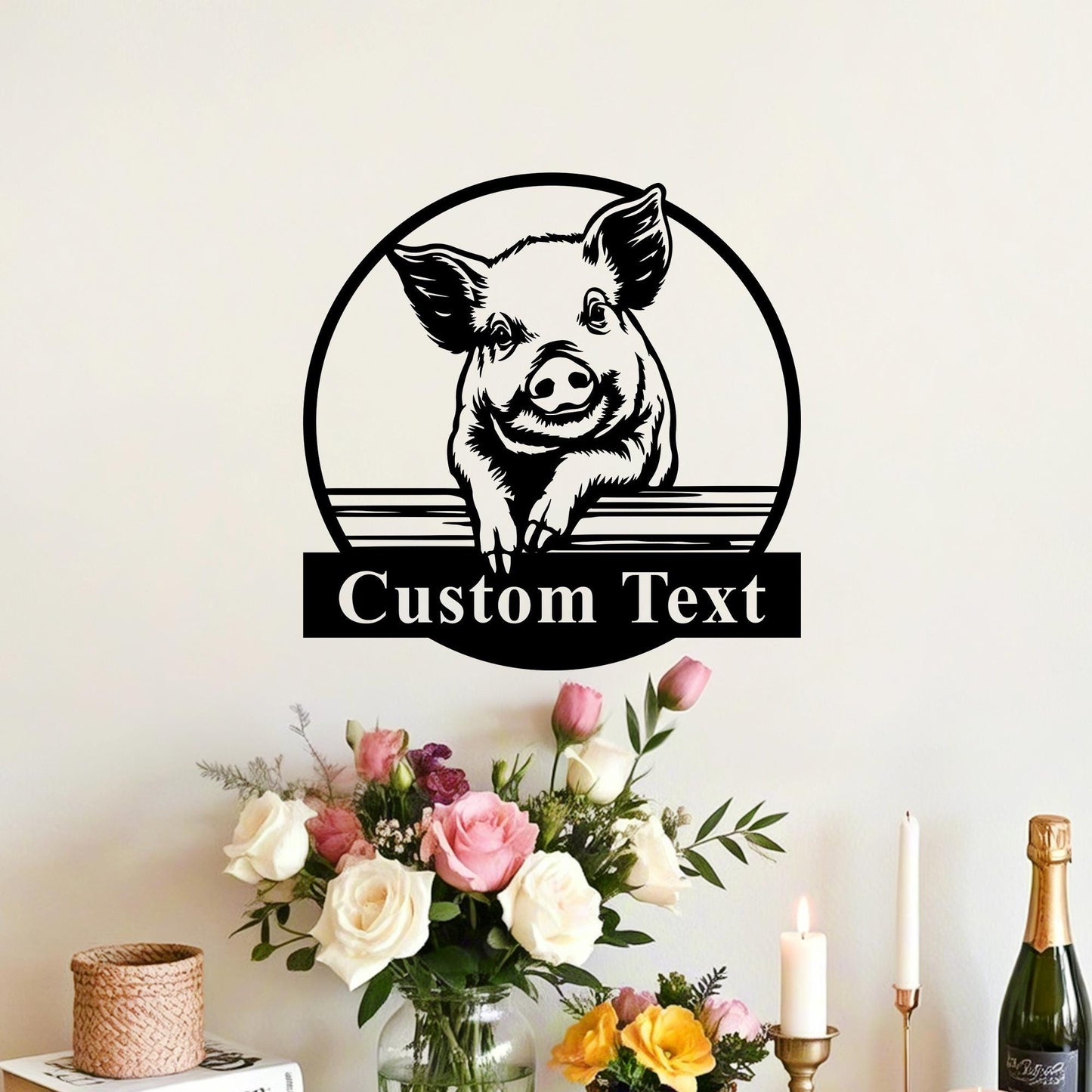 Custom Pig Metal Sign,Pig Wall Art,Pig Name Sign,Pig Farm Sign,Personalized Pig Farmhouse Decor,Pig Wall Decor,Farmer Name Sign,Farmer Gift