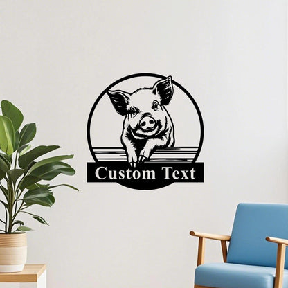 Custom Pig Metal Sign,Pig Wall Art,Pig Name Sign,Pig Farm Sign,Personalized Pig Farmhouse Decor,Pig Wall Decor,Farmer Name Sign,Farmer Gift