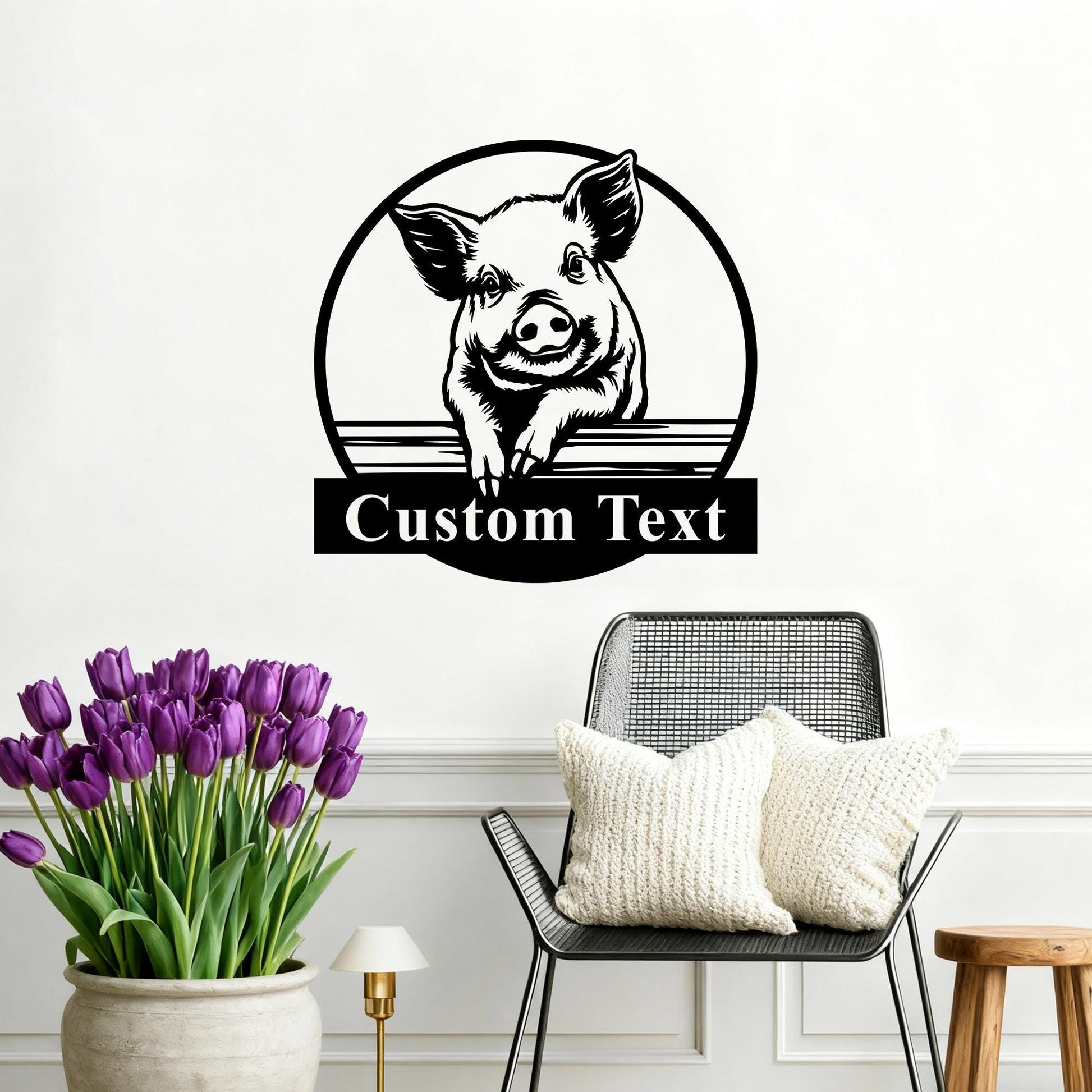 Custom Pig Metal Sign,Pig Wall Art,Pig Name Sign,Pig Farm Sign,Personalized Pig Farmhouse Decor,Pig Wall Decor,Farmer Name Sign,Farmer Gift