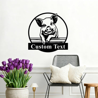 Custom Pig Metal Sign,Pig Wall Art,Pig Name Sign,Pig Farm Sign,Personalized Pig Farmhouse Decor,Pig Wall Decor,Farmer Name Sign,Farmer Gift