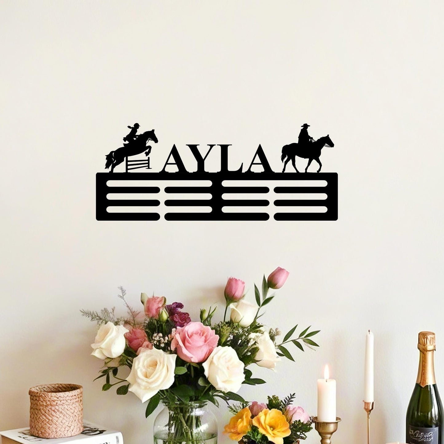 Custom Horse Medal Hanger,Medal Holder with Name ,Display Rack for Awards, Ribbons Equestrian Gift ,Ribbon Holder, Horse Lover Gift