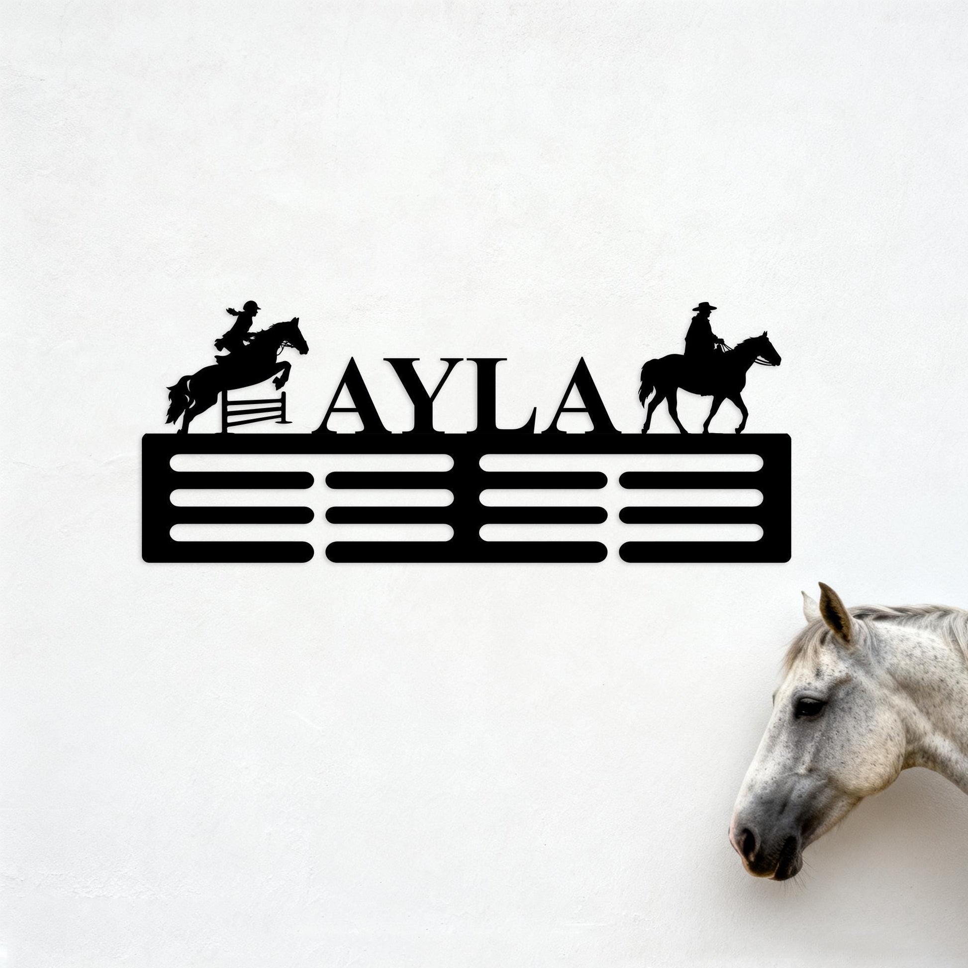 Custom Horse Medal Hanger,Medal Holder with Name ,Display Rack for Awards, Ribbons Equestrian Gift ,Ribbon Holder, Horse Lover Gift