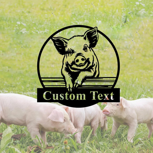 Custom Pig Metal Sign,Pig Wall Art,Pig Name Sign,Pig Farm Sign,Personalized Pig Farmhouse Decor,Pig Wall Decor,Farmer Name Sign,Farmer Gift