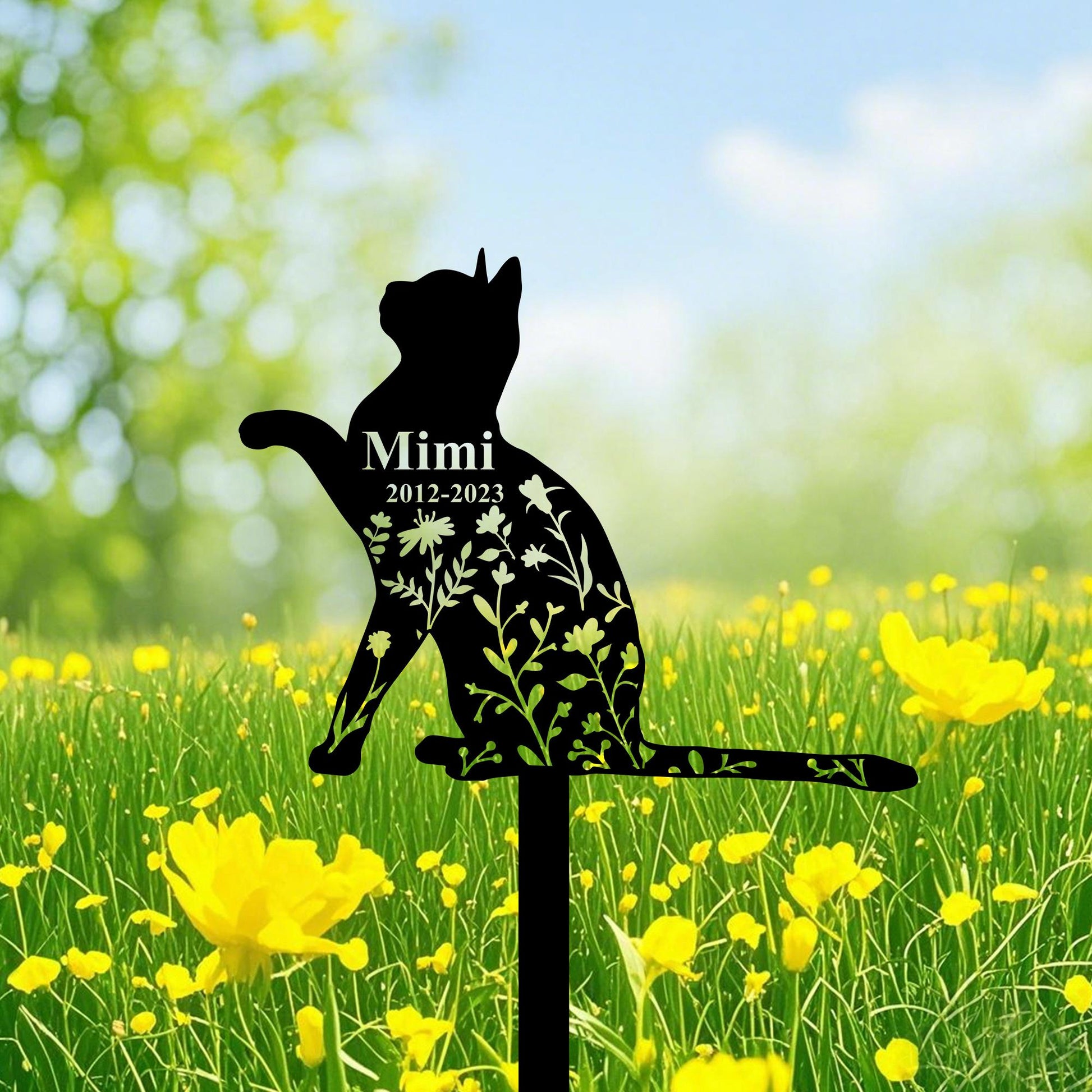 Custom Russian Blue Cat Memorial Stake, Personalized Cat Grave Maker, Cat Garden Stake, Cat Yard Decor, Cat Sympathy Gift, Loss of Cat