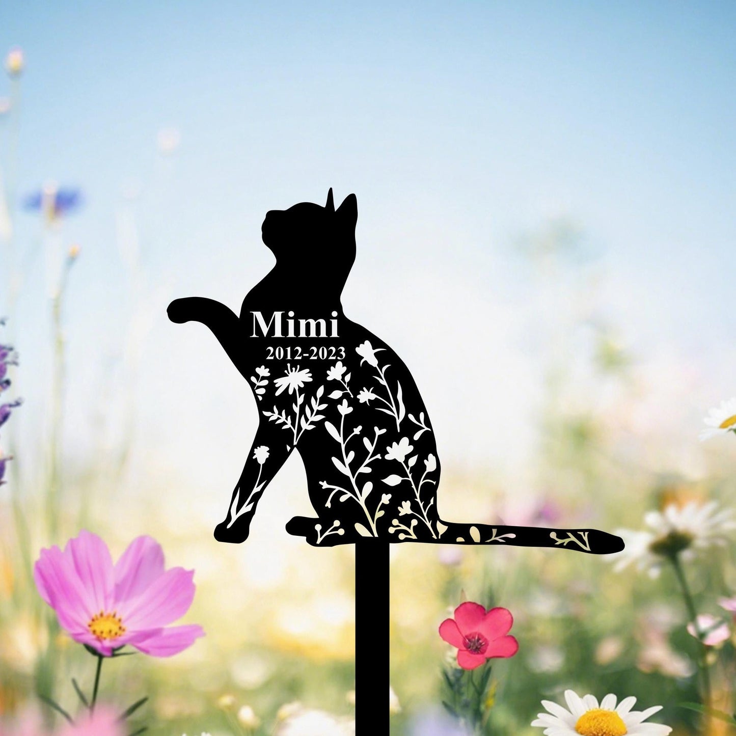 Custom Russian Blue Cat Memorial Stake, Personalized Cat Grave Maker, Cat Garden Stake, Cat Yard Decor, Cat Sympathy Gift, Loss of Cat