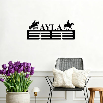 Custom Horse Medal Hanger,Medal Holder with Name ,Display Rack for Awards, Ribbons Equestrian Gift ,Ribbon Holder, Horse Lover Gift