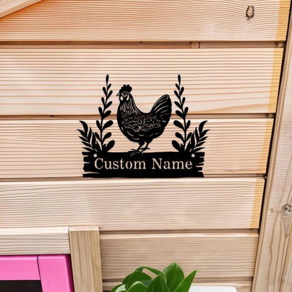 Custom Chicken Farm Metal Sign, Hen House Coop Sign, Farm Coop Sign, Personalized Hen Name Sign, Chicken Coop Wall Art,Farm Fresh Eggs Sign