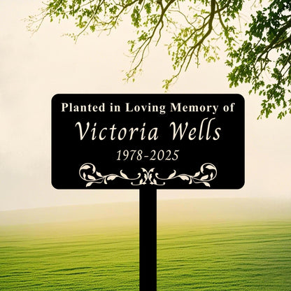 Personalized Memorial Tree Stake, Tree Memorial Sign, Metal Name Garden Grave Marker, Tree Yard Sign , Metal Name Plate, Remembrance Plaque
