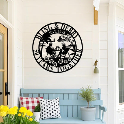 Custom 50th Anniversary Lovebirds Metal Sign,Personalized 40 Years Wedding Gift,25 Years Together,Family Name Sign,Wall Art Sign For Parents